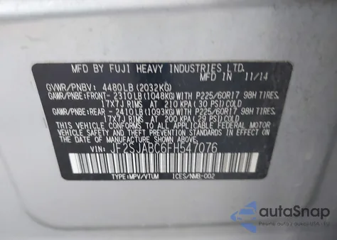 2015 Subaru Forester 2.5I z USA, uszkodzony, nr VIN JF2SJABC6FH547076